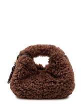 GANNI - Borsa Hobo Mini con Effetto Pelliccia Riccia - Marrone - LIDIASHOPPING® - Official Website