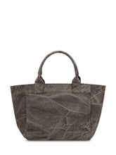 GANNI - Medium Trapeze Shop Bag with Floral Decoration - Grey - LIDIASHOPPING® - Official Website