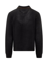 CASABLANCA - Polo Waffle Stitch con Mezza Zip - Nero - LIDIASHOPPING® - Official Website