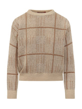 MAX MARA STUDIO - Maglia Girocollo con Motivo a Quadri - Beige - LIDIASHOPPING® - Official Website