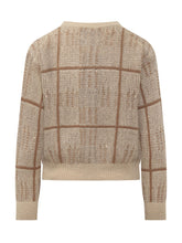 MAX MARA STUDIO - Maglia Girocollo con Motivo a Quadri - Beige - LIDIASHOPPING® - Official Website