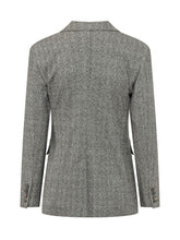 MAX MARA STUDIO - Giacca Doppiopetto con Motivo Spigato - Grigio - LIDIASHOPPING® - Official Website