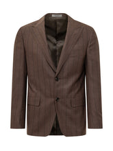 CORNELIANI - Pinstripe Single Breasted Blazer - Brown - LIDIASHOPPING® - Official Website