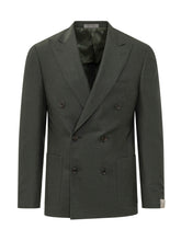 CORNELIANI - Double Breasted Suit with Trousers - Green - LIDIASHOPPING® - Official Website