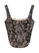 SELF-PORTRAIT - Top Corsetto con Pizzo Floreale - Nero - LIDIASHOPPING® - Official Website