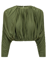 SELF-PORTRAIT - Top Corto con Drappeggi - Verde - LIDIASHOPPING® - Official Website