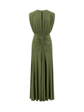 SELF-PORTRAIT - Abito Lungo con Drappeggio Centrale - Verde - LIDIASHOPPING® - Official Website
