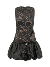 SELF-PORTRAIT - Abito Corto con Pizzo e Fondo a Palloncino - Nero - LIDIASHOPPING® - Official Website