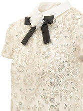 SELF-PORTRAIT - Abito Corto con Paillettes e Fiocco - Bianco - LIDIASHOPPING® - Official Website