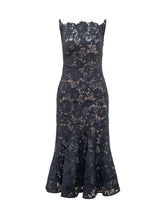 SELF-PORTRAIT - Abito Midi in Pizzo con Motivo a Spirale - Blu - LIDIASHOPPING® - Official Website