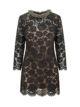 SELF-PORTRAIT - Abito Corto in Pizzo con Collo Decorato - Nero - LIDIASHOPPING® - Official Website