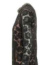 SELF-PORTRAIT - Abito Corto in Pizzo con Collo Decorato - Nero - LIDIASHOPPING® - Official Website