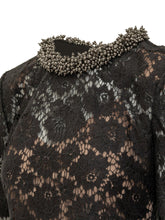 SELF-PORTRAIT - Abito Corto in Pizzo con Collo Decorato - Nero - LIDIASHOPPING® - Official Website