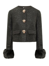 SELF-PORTRAIT - Giacca Corta con Bottoni a Cuore - Nero - LIDIASHOPPING® - Official Website
