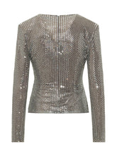 SELF-PORTRAIT - Top Incrociato con Applicazioni Luminose - Grigio - LIDIASHOPPING® - Official Website