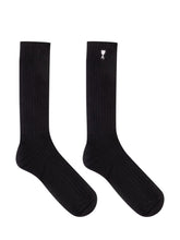 AMI ALEXANDRE MATTIUSSI - Calze a Coste con Logo - Nero - LIDIASHOPPING® - Official Website