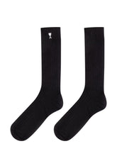 AMI ALEXANDRE MATTIUSSI - Calze a Coste con Logo - Nero - LIDIASHOPPING® - Official Website