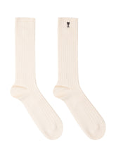 AMI ALEXANDRE MATTIUSSI - Calze a Coste con Logo - Bianco - LIDIASHOPPING® - Official Website