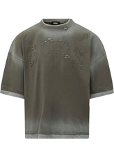 GCDS - T-shirt Oversize con Logo Traforato - Verde - LIDIASHOPPING® - Official Website