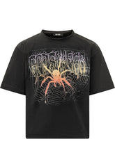 GCDS - T-shirt Corta Gothic con Grafica Ragno - Nero - LIDIASHOPPING® - Official Website