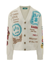 BARROW - Cardigan with Graphic Prints - White - LIDIASHOPPING® - Official Website
