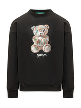 BARROW - Crewneck Sweatshirt with Teddy Graphic - Black - LIDIASHOPPING® - Official Website