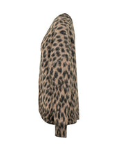 LANEUS - Oversized cardigan featuring a deep V neckline, central button fastening and long sleeves. Designed with an allover animal motif, dropped shoulders and ribbed edges. - Brown - LIDIASHOPPING® - Official Website