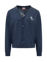 KENZO - Cardigan Tulip con Scollo a V - Blu - LIDIASHOPPING® - Official Website