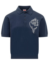 KENZO - Polo Tulip con Ricamo Floreale - Blu - LIDIASHOPPING® - Official Website
