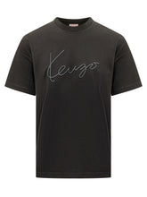 KENZO - T-shirt Signature con Ricamo Corsivo - Nero - LIDIASHOPPING® - Official Website