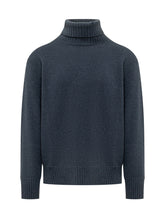 AMARANTO - Knit Turtleneck with Folded Neck - Blue - LIDIASHOPPING® - Official Website
