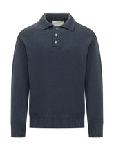 AMARANTO - Knit Polo with Button Closure - Blue - LIDIASHOPPING® - Official Website
