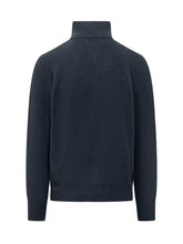 AMARANTO - Maglia con Collo Alto e Mezza Zip - Blu - LIDIASHOPPING® - Official Website