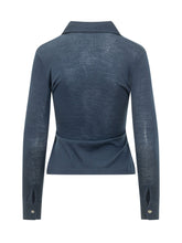 QUILISIA - Camicia in Maglia con Colletto - Blu - LIDIASHOPPING® - Official Website