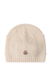 MONCLER KIDS - Beanie with Raised Motifs - White - LIDIASHOPPING® - Official Website