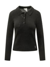 CALVIN KLEIN - Merino Wool Ribbed Long Sleeve Polo - Black - LIDIASHOPPING® - Official Website