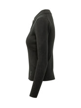 CALVIN KLEIN - Merino Wool Ribbed Long Sleeve Polo - Black - LIDIASHOPPING® - Official Website