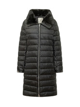 CALVIN KLEIN - Long Satin Puffer Coat with Faux Fur Collar - Black - LIDIASHOPPING® - Official Website