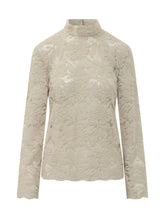 LE SULLY STUDIO - Top in Pizzo con Collo Alto - Bianco - LIDIASHOPPING® - Official Website