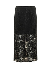 LE SULLY STUDIO - Gonna Lunga in Pizzo con Pannello Trasparente - Nero - LIDIASHOPPING® - Official Website