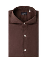 FINAMORE 1925 - Eduardo Shirt with Chevron Texture - Brown - LIDIASHOPPING® - Official Website
