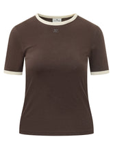 COURREGES - T-shirt with Contrast Trims - Brown - LIDIASHOPPING® - Official Website