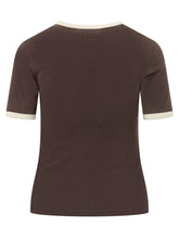COURREGES - T-shirt with Contrast Trims - Brown - LIDIASHOPPING® - Official Website