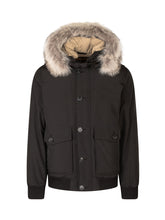 WOOLRICH - Bomber Polar con Cappuccio e Bordo in Pelliccia - Nero - LIDIASHOPPING® - Official Website