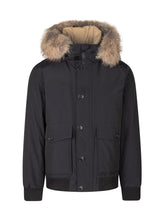 WOOLRICH - Bomber Polar con Cappuccio e Bordo in Pelliccia - Blu - LIDIASHOPPING® - Official Website
