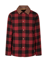 WOOLRICH WOOLEN MILLS - Giacca Check con Colletto a Contrasto - Rosso - LIDIASHOPPING® - Official Website