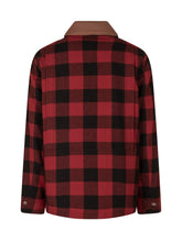 WOOLRICH WOOLEN MILLS - Giacca Check con Colletto a Contrasto - Rosso - LIDIASHOPPING® - Official Website