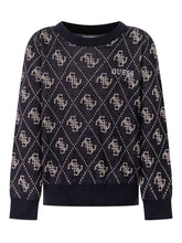 GUESS KIDS - Crew Neck Sweater with Geometric Pattern - Blue - LIDIASHOPPING® - Official Website