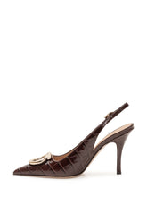 FERRAGAMO - Décolleté Sara Slingback con Stampa Coccodrillo - Marrone - LIDIASHOPPING® - Official Website