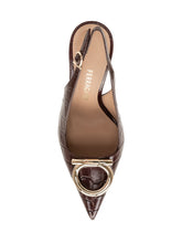 FERRAGAMO - Décolleté Sara Slingback con Stampa Coccodrillo - Marrone - LIDIASHOPPING® - Official Website